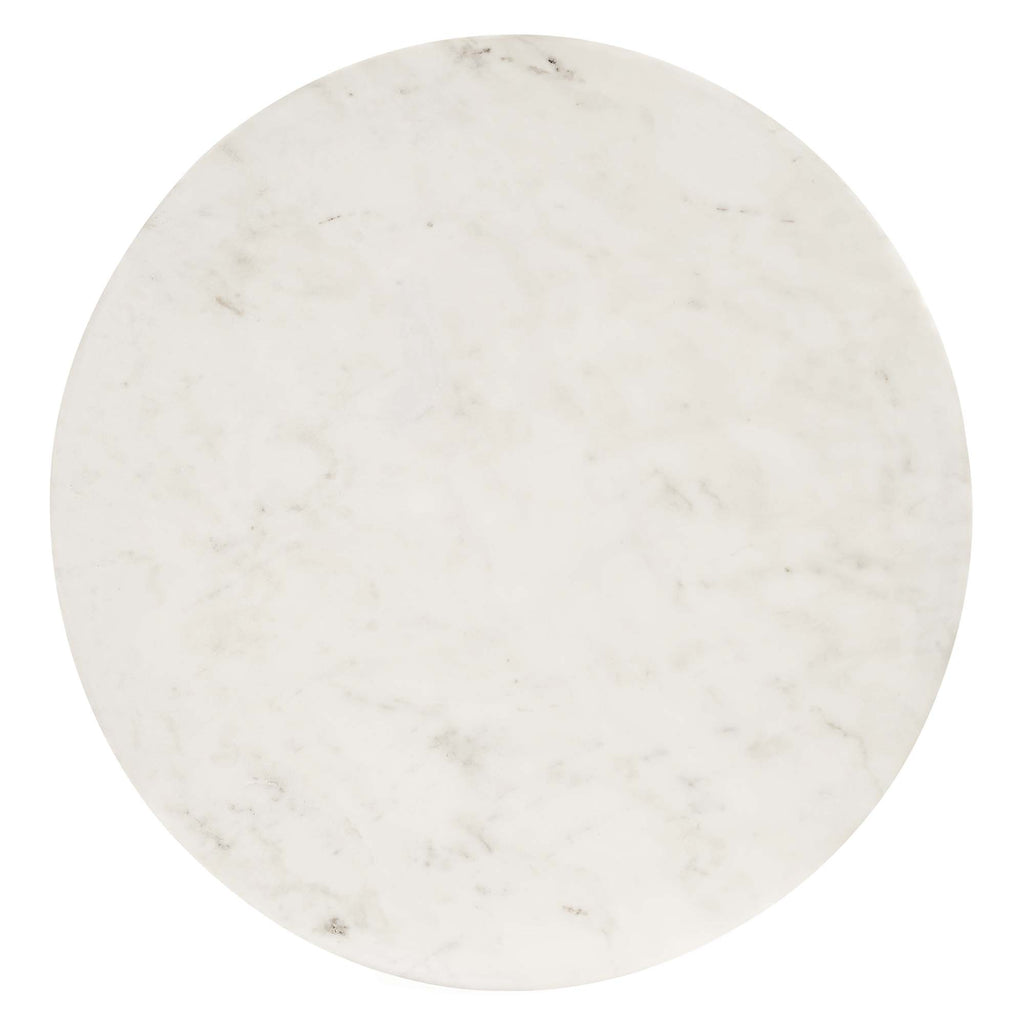 Viva Round White Marble Side Table - Brass White