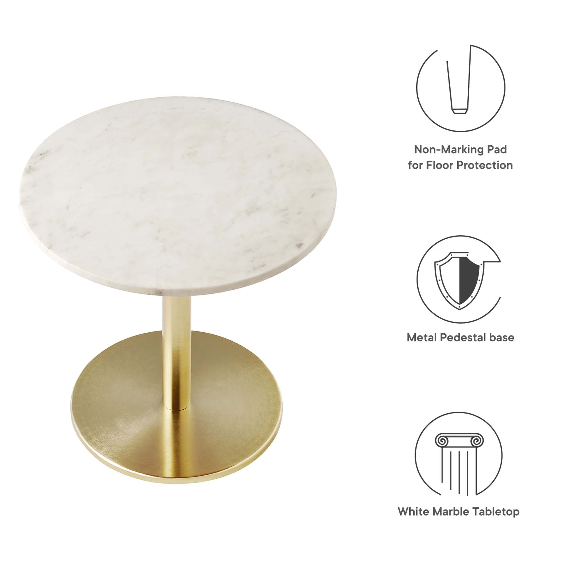 Viva Round White Marble Side Table - Brass White