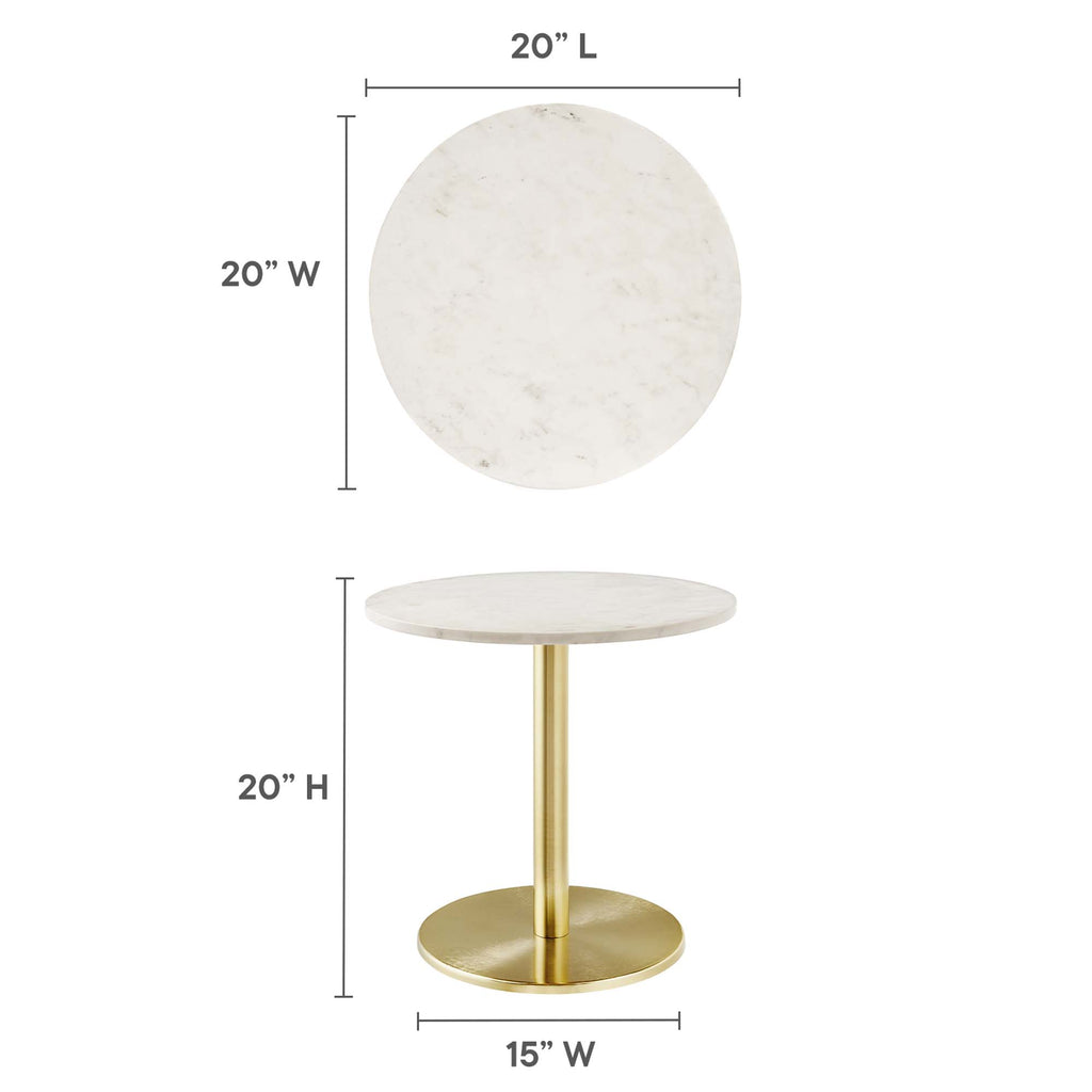 Viva Round White Marble Side Table - Brass White
