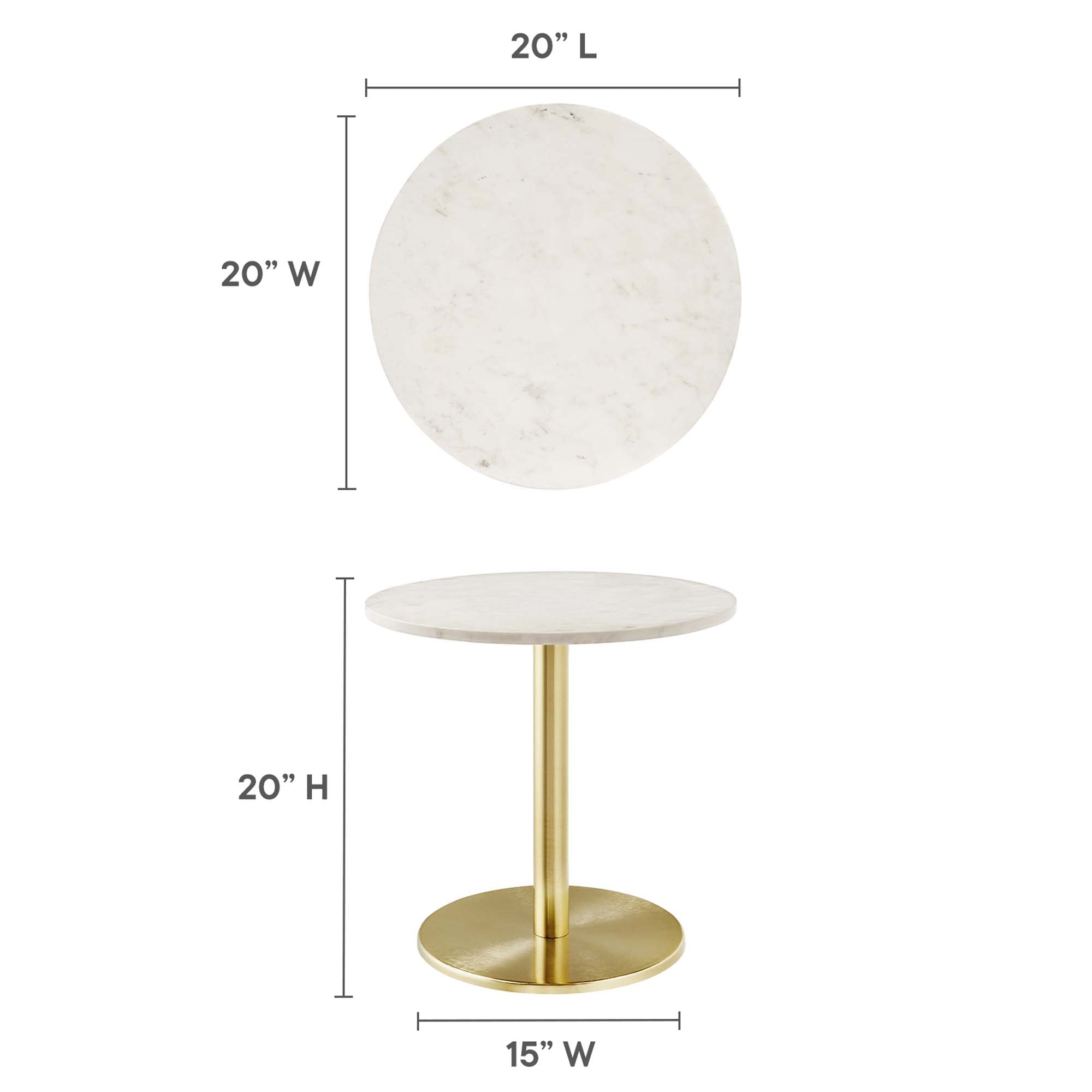 Viva Round White Marble Side Table - Brass White