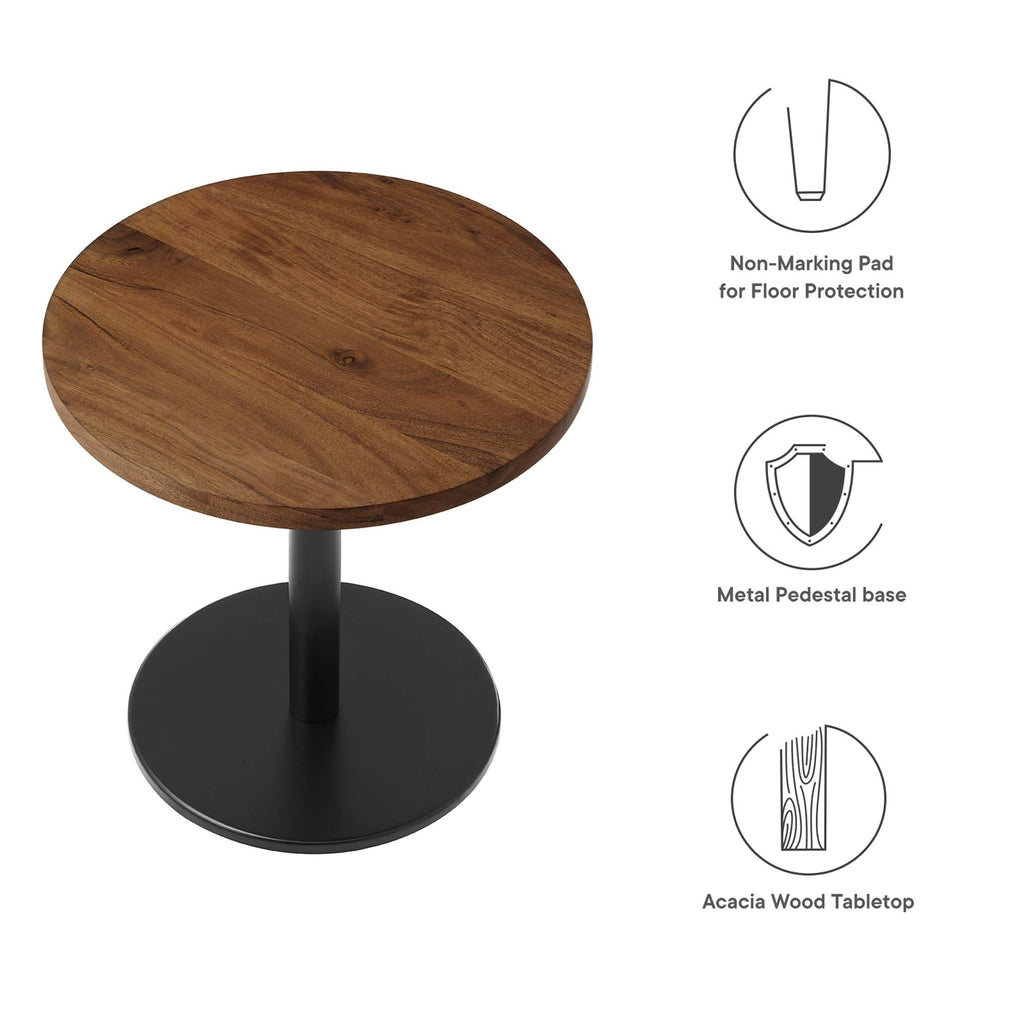 Viva Round Acacia Wood Side Table - Black Light Oak