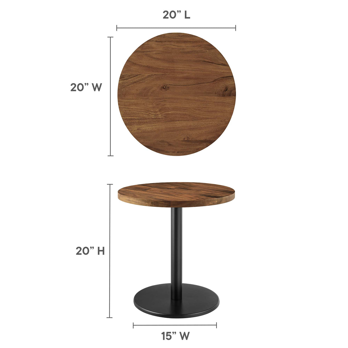 Viva Round Acacia Wood Side Table - Black Light Oak