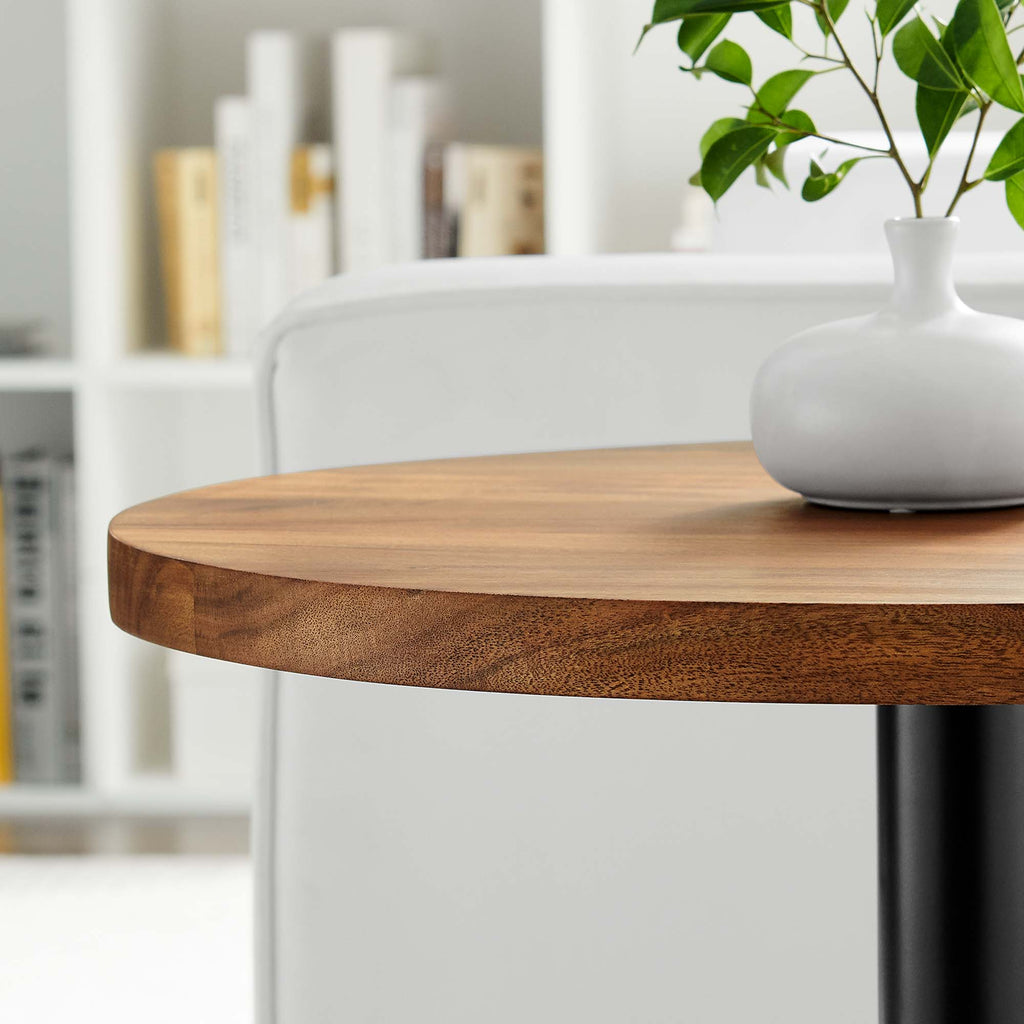 Viva Round Acacia Wood Side Table - Black Light Oak