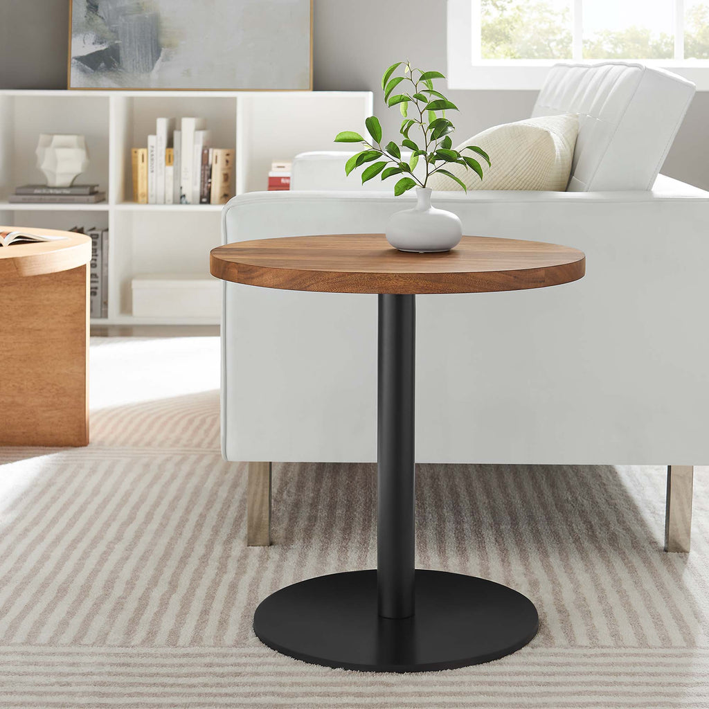 Viva Round Acacia Wood Side Table - Black Light Oak