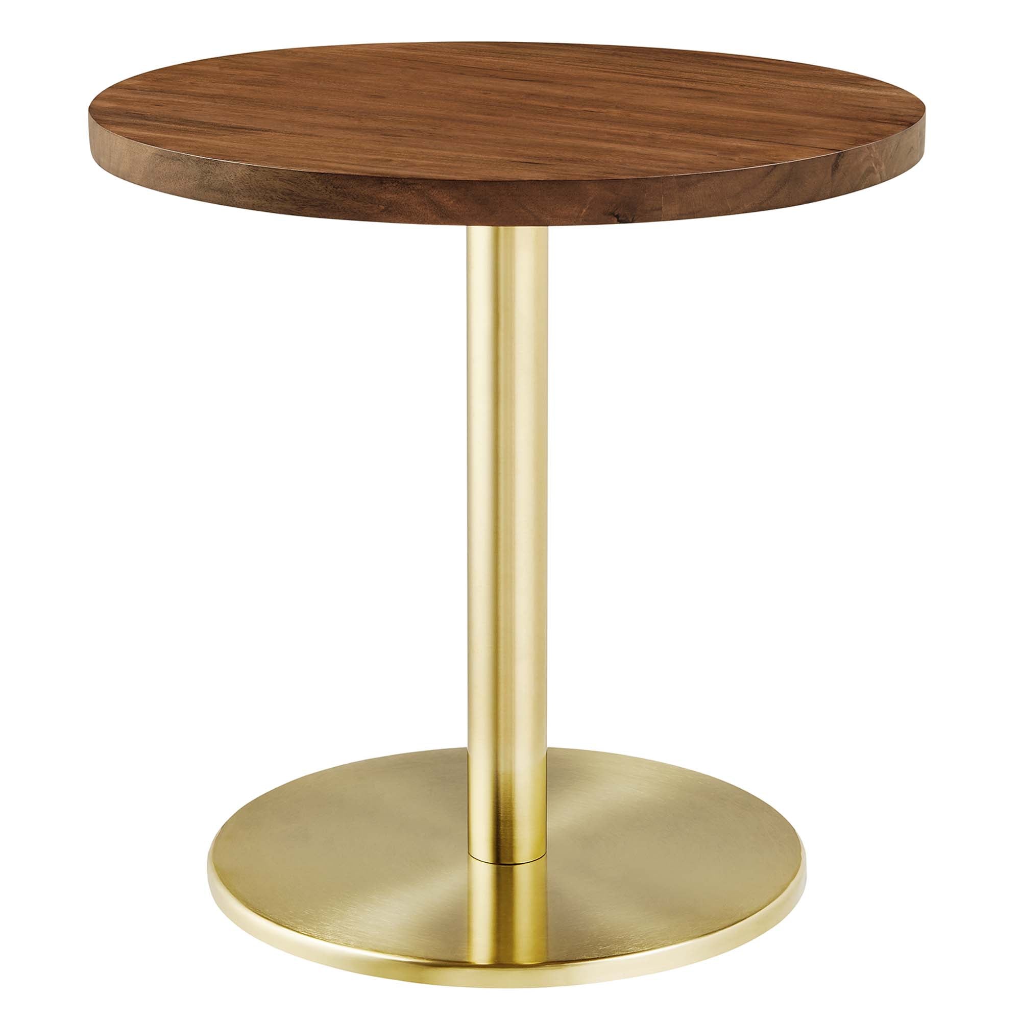 Viva Round Acacia Wood Side Table - Brass Light Oak