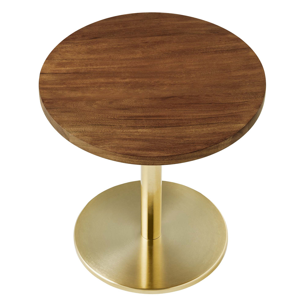 Viva Round Acacia Wood Side Table - Brass Light Oak