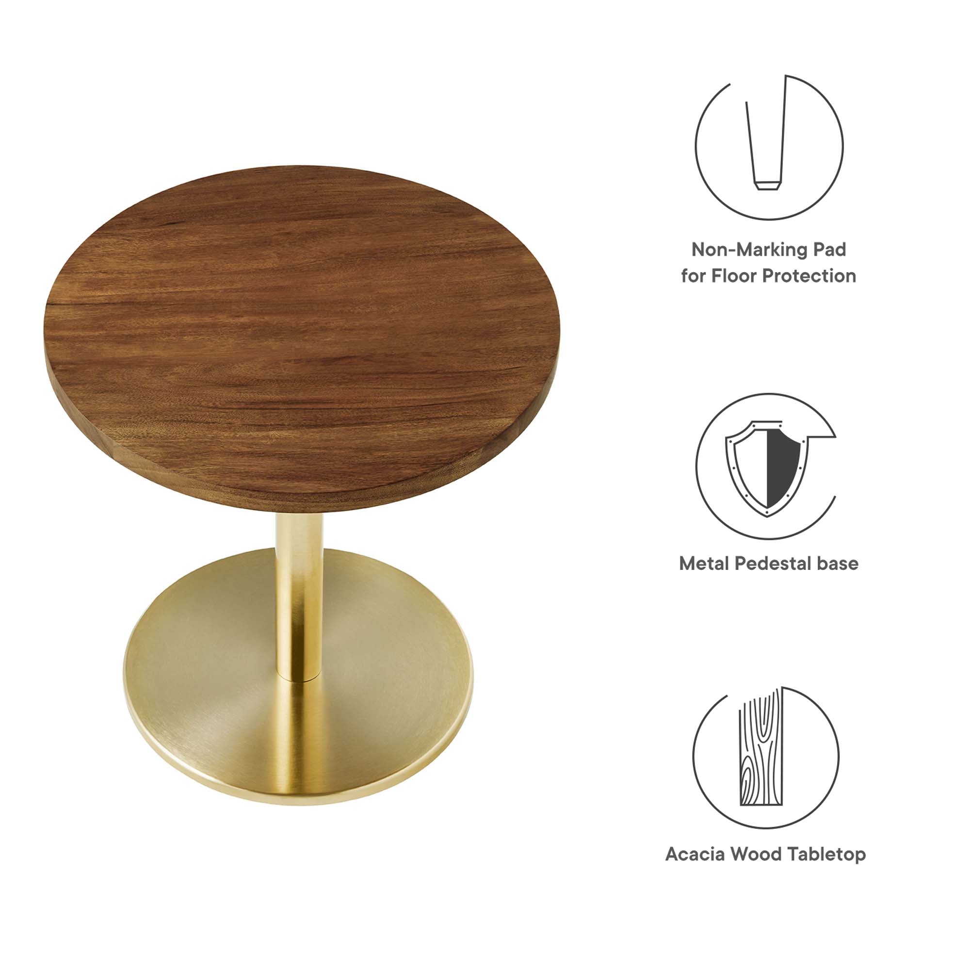 Viva Round Acacia Wood Side Table - Brass Light Oak