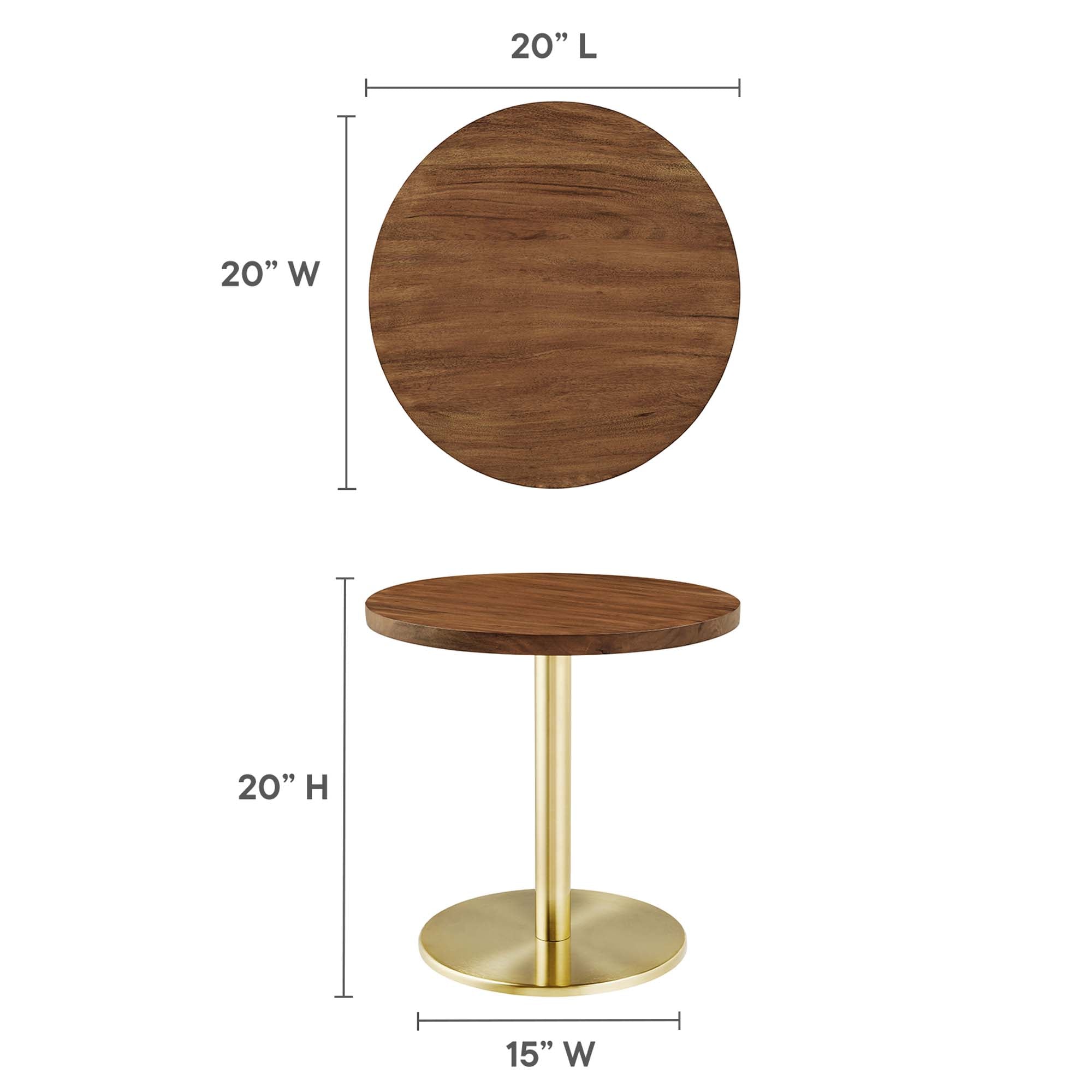 Viva Round Acacia Wood Side Table - Brass Light Oak