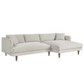 Zoya Right-Facing Down Filled Overstuffed Sectional Sofa - Heathered Weave Ivory