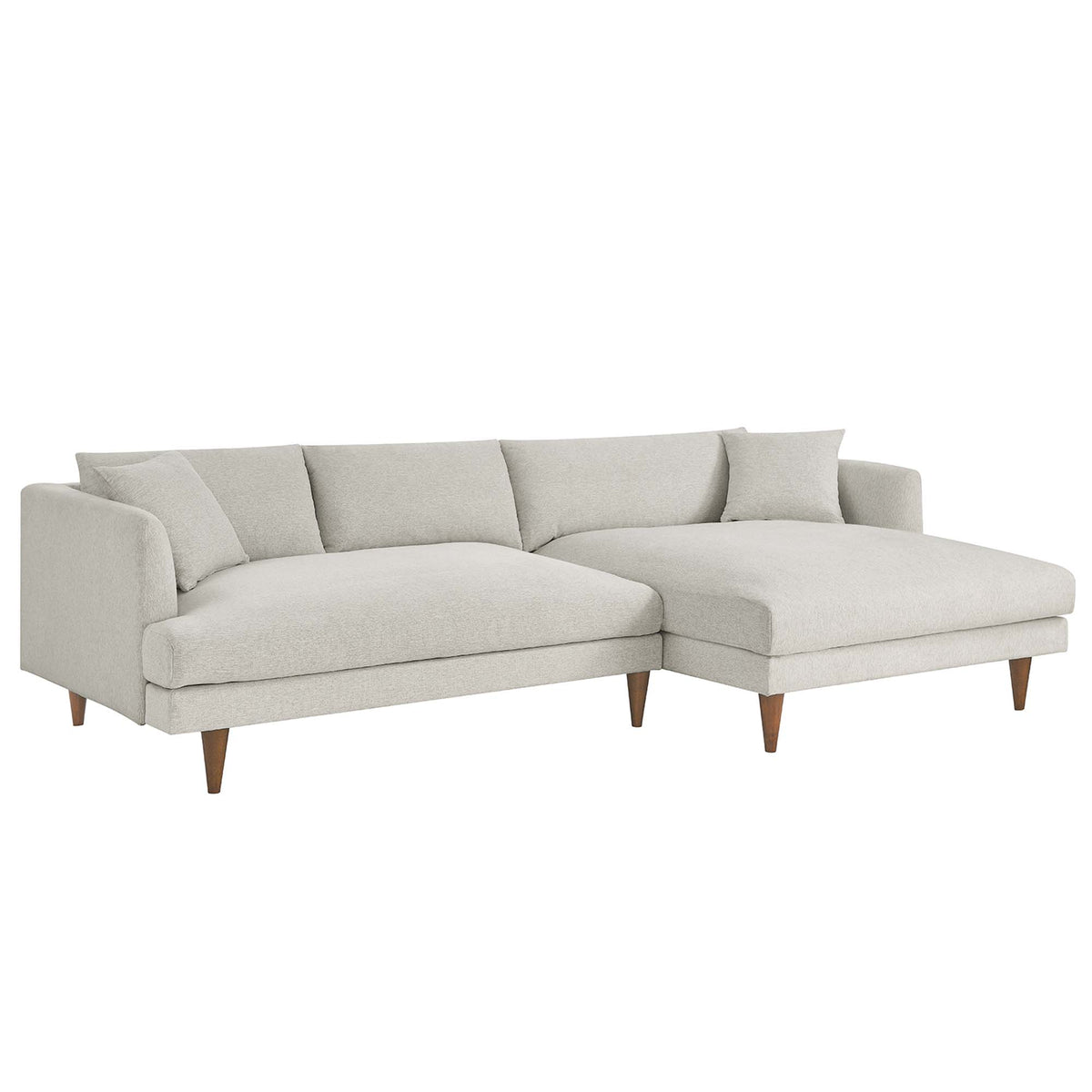 Zoya Right-Facing Down Filled Overstuffed Sectional Sofa - Heathered Weave Ivory