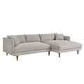 Zoya Right-Facing Down Filled Overstuffed Sectional Sofa - Heathered Weave Light Gray