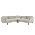 Zoya 3 Piece Down Filled Overstuffed Sectional Sofa - Heathered Weave Ivory