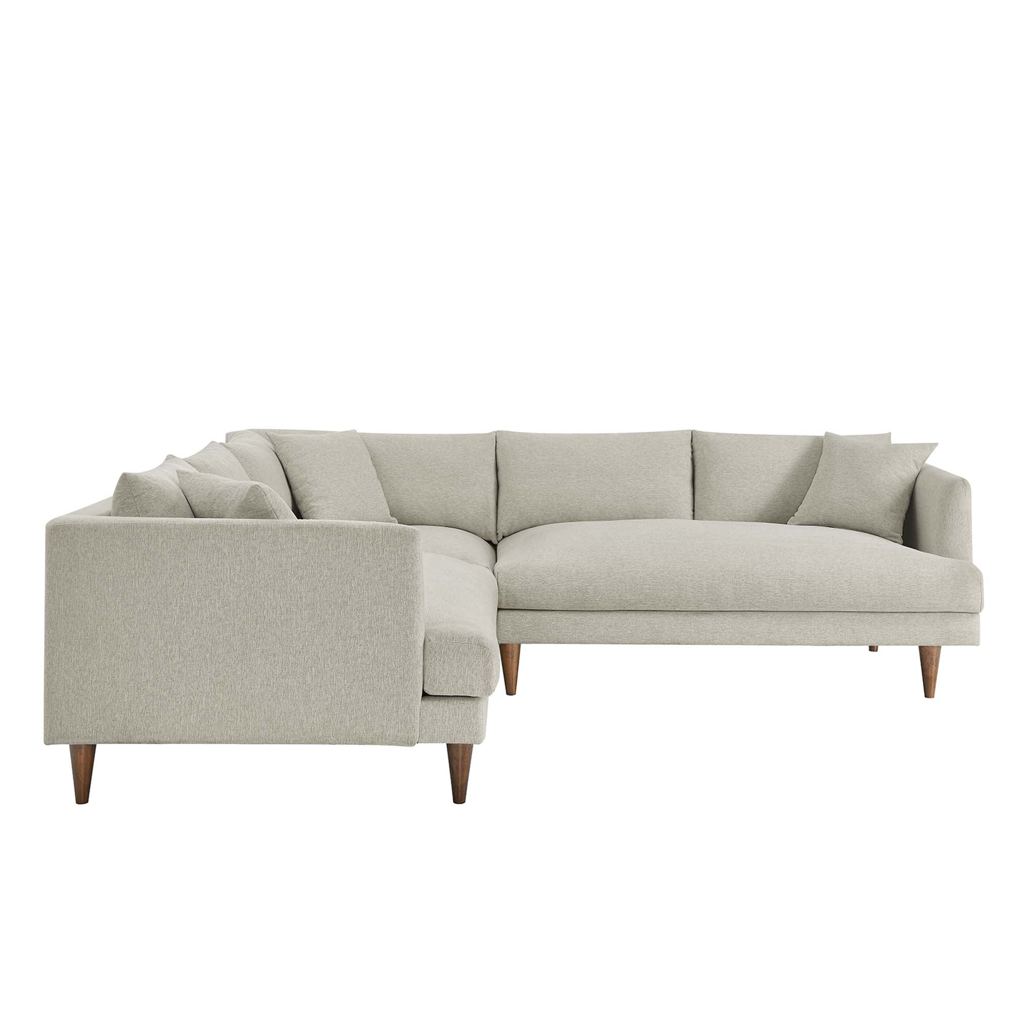Zoya 3 Piece Down Filled Overstuffed Sectional Sofa - Heathered Weave Ivory