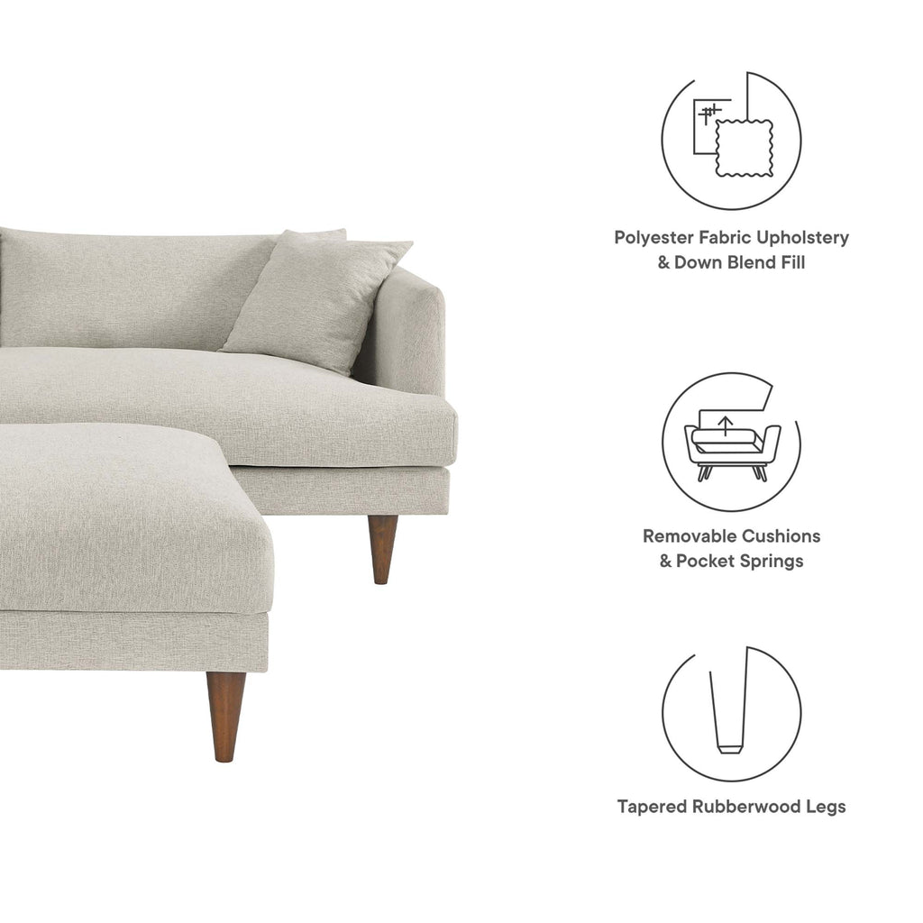 Zoya Down Filled Overstuffed Sofa and Ottoman Set - Heathered Weave Ivory