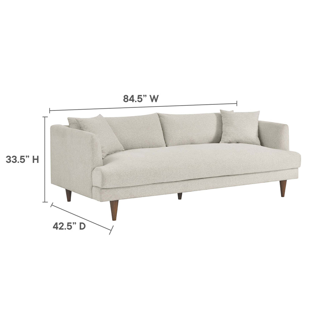 Zoya Down Filled Overstuffed Sofa and Ottoman Set - Heathered Weave Ivory