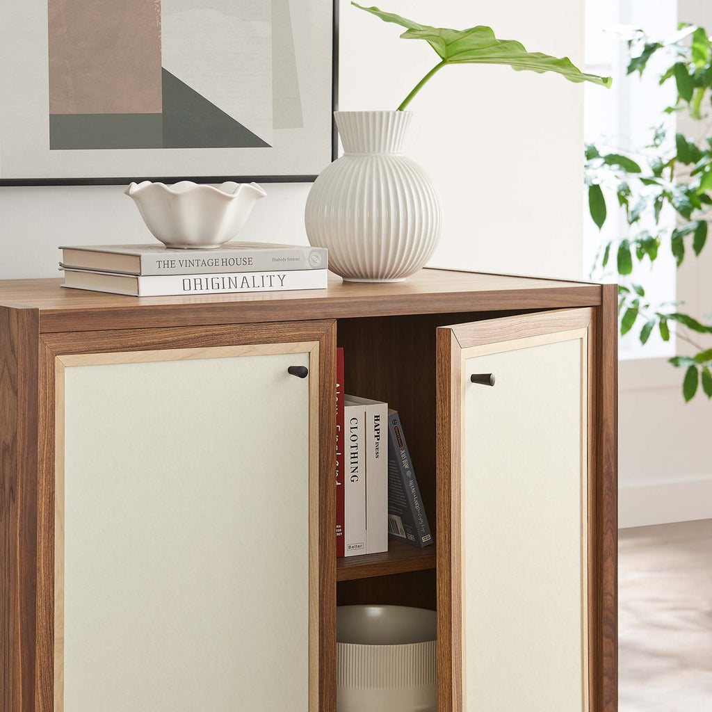 Capri 33" Wood Grain Storage Cabinet - Walnut