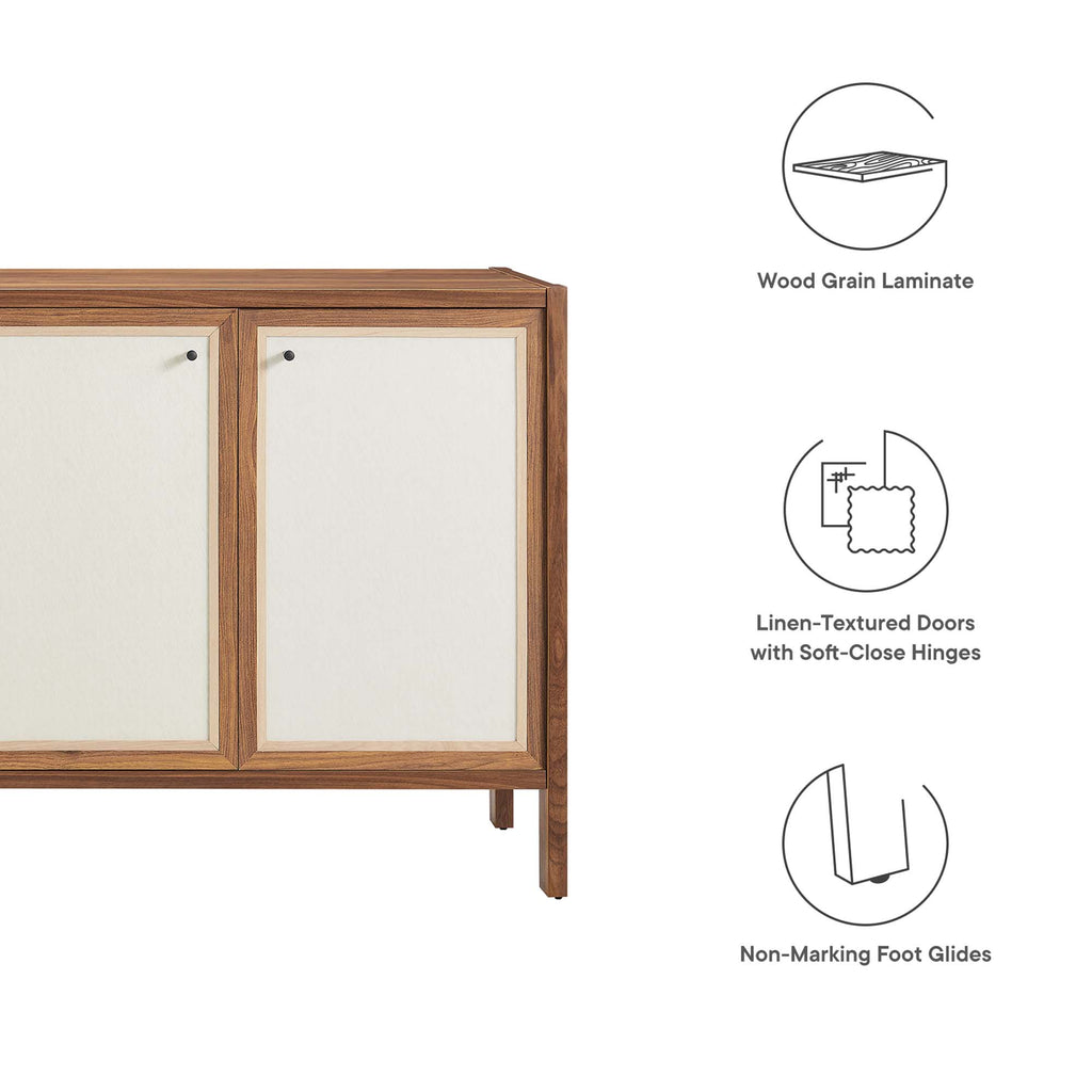 Capri 65" Wood Grain Sideboard Storage Cabinet - Walnut