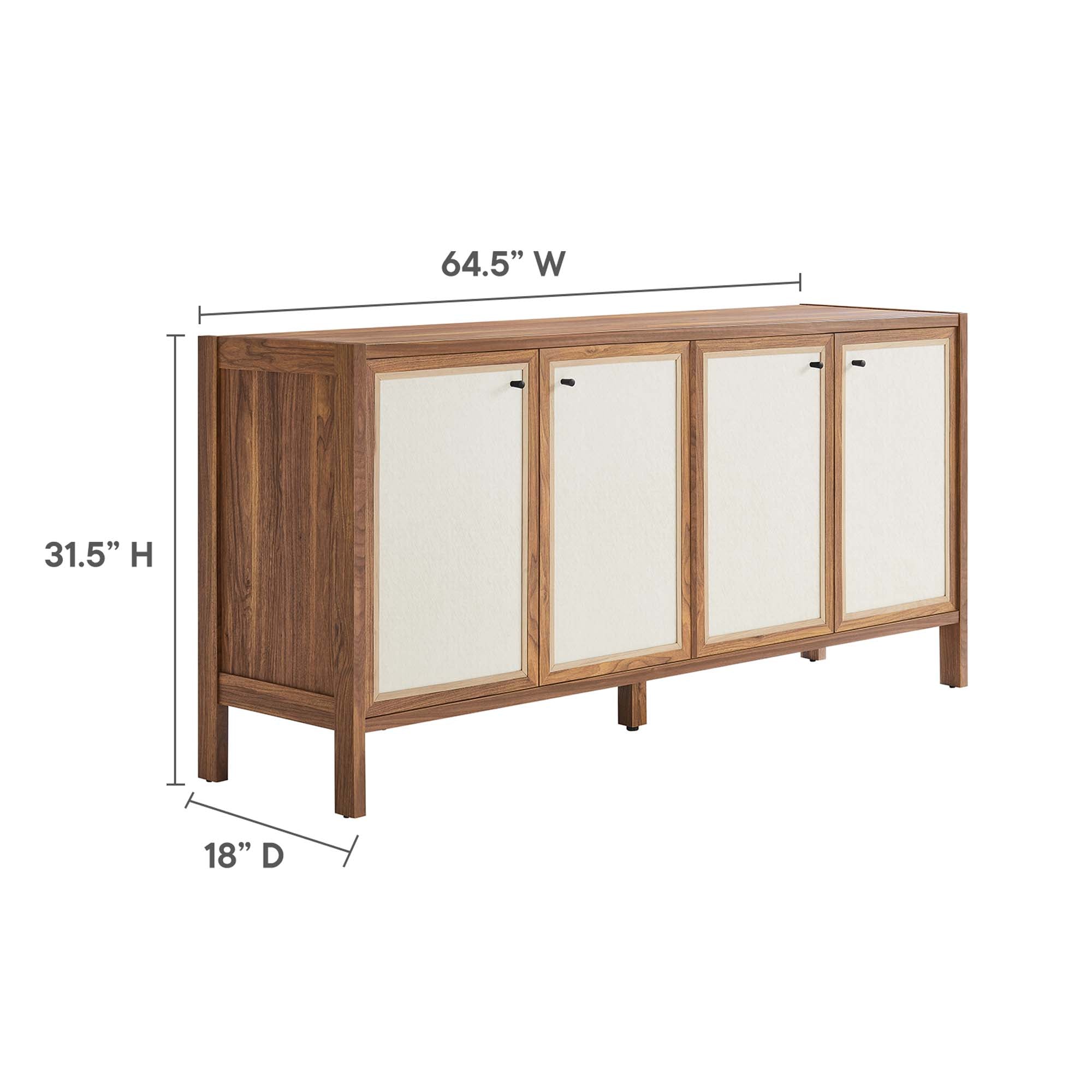 Capri 65" Wood Grain Sideboard Storage Cabinet - Walnut