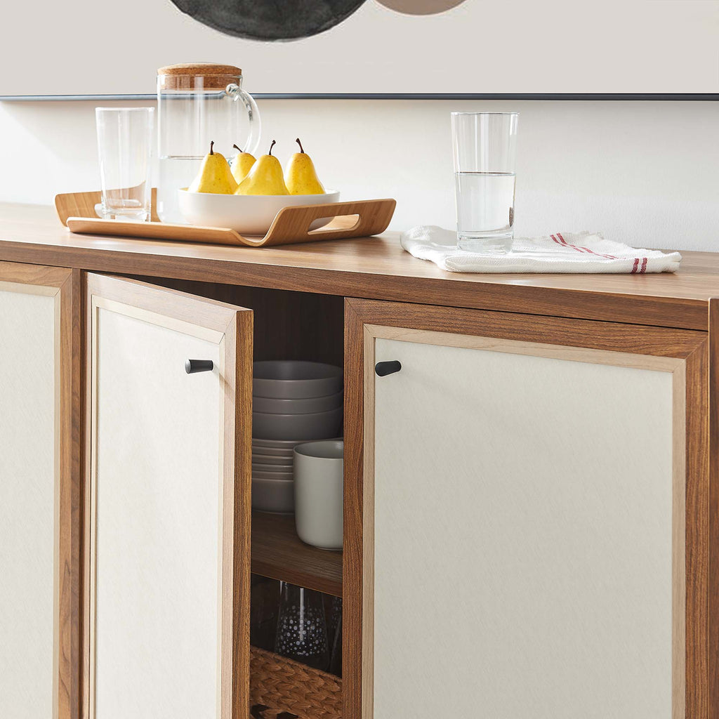 Capri 65" Wood Grain Sideboard Storage Cabinet - Walnut