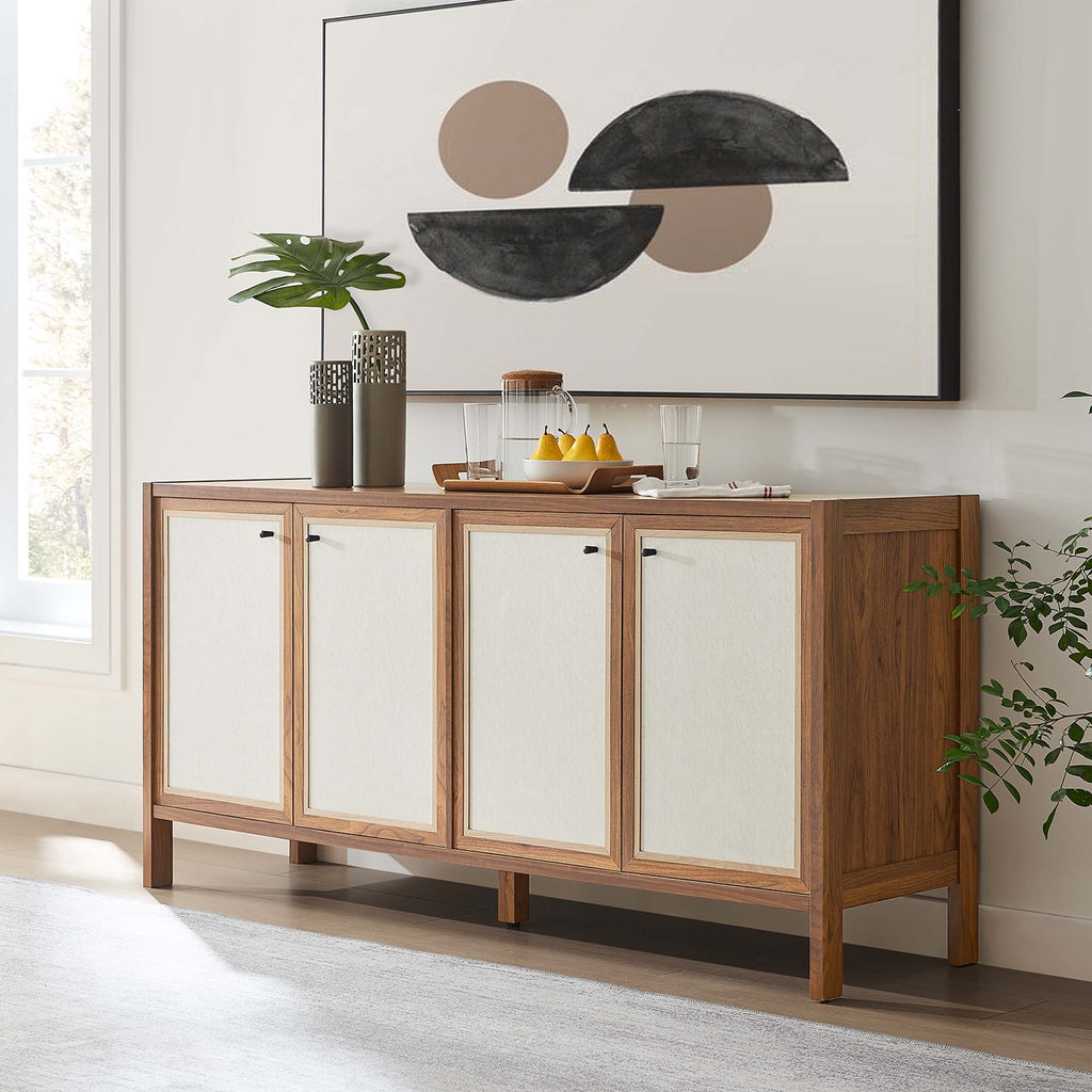 Capri 65" Wood Grain Sideboard Storage Cabinet - Walnut