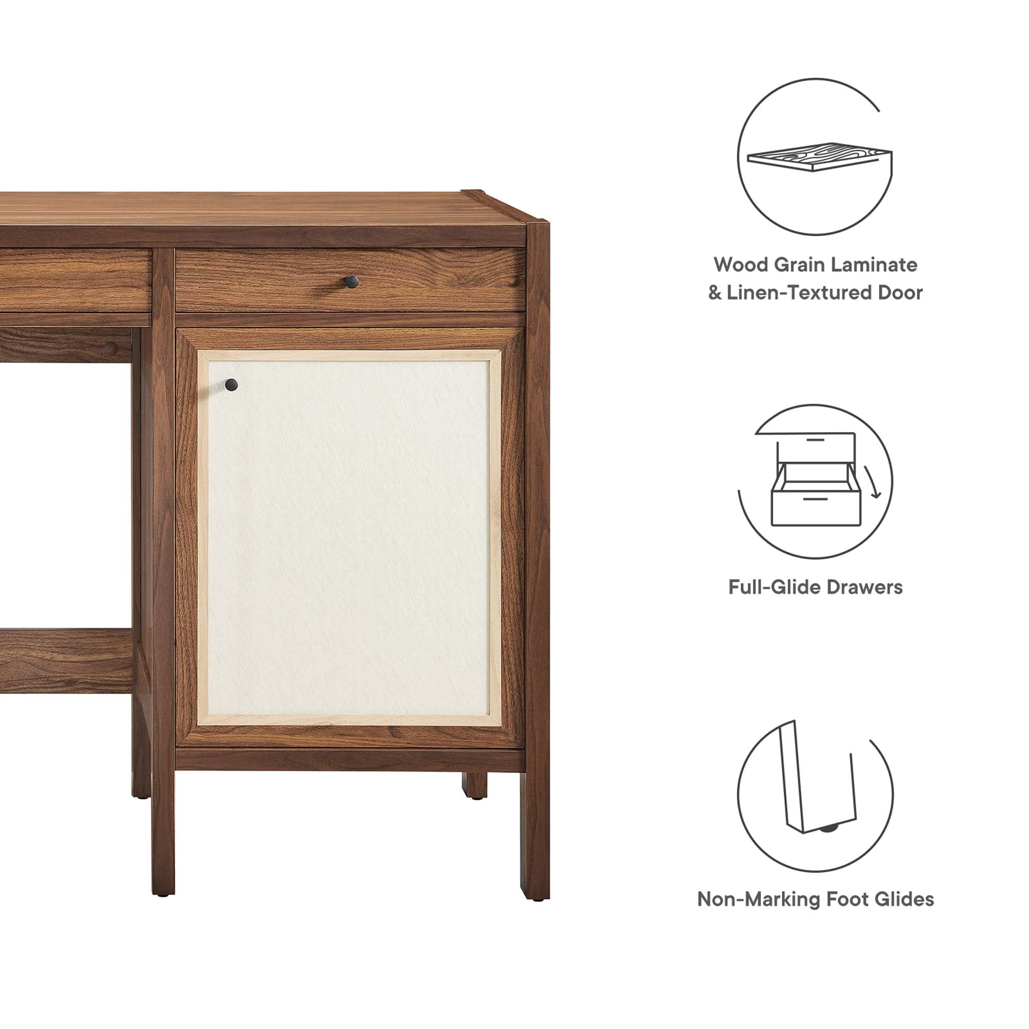 Capri 49" Wood Grain Office Desk - Walnut