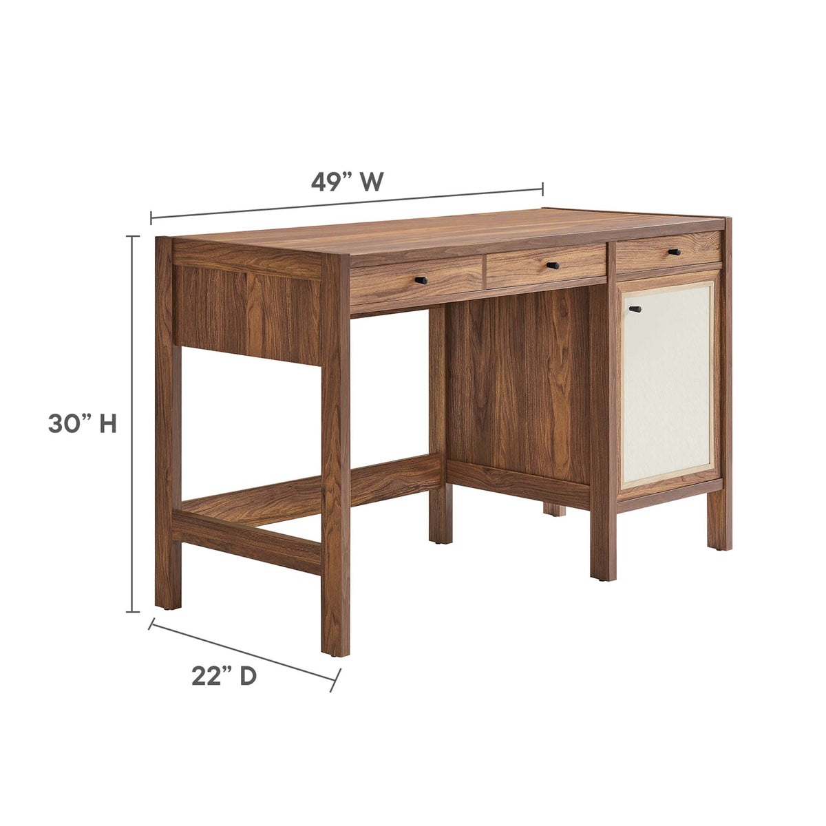 Capri 49" Wood Grain Office Desk - Walnut
