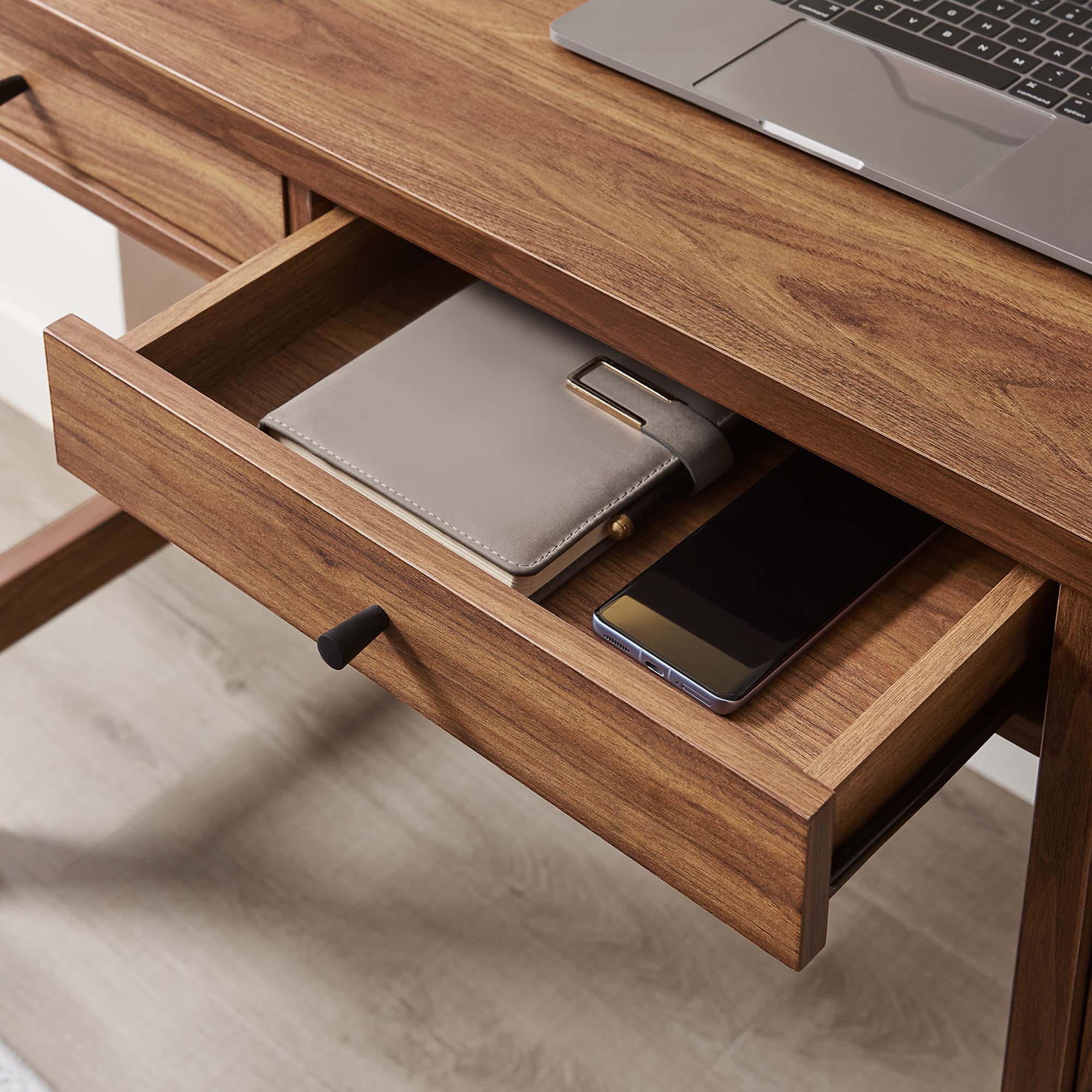 Capri 49" Wood Grain Office Desk - Walnut