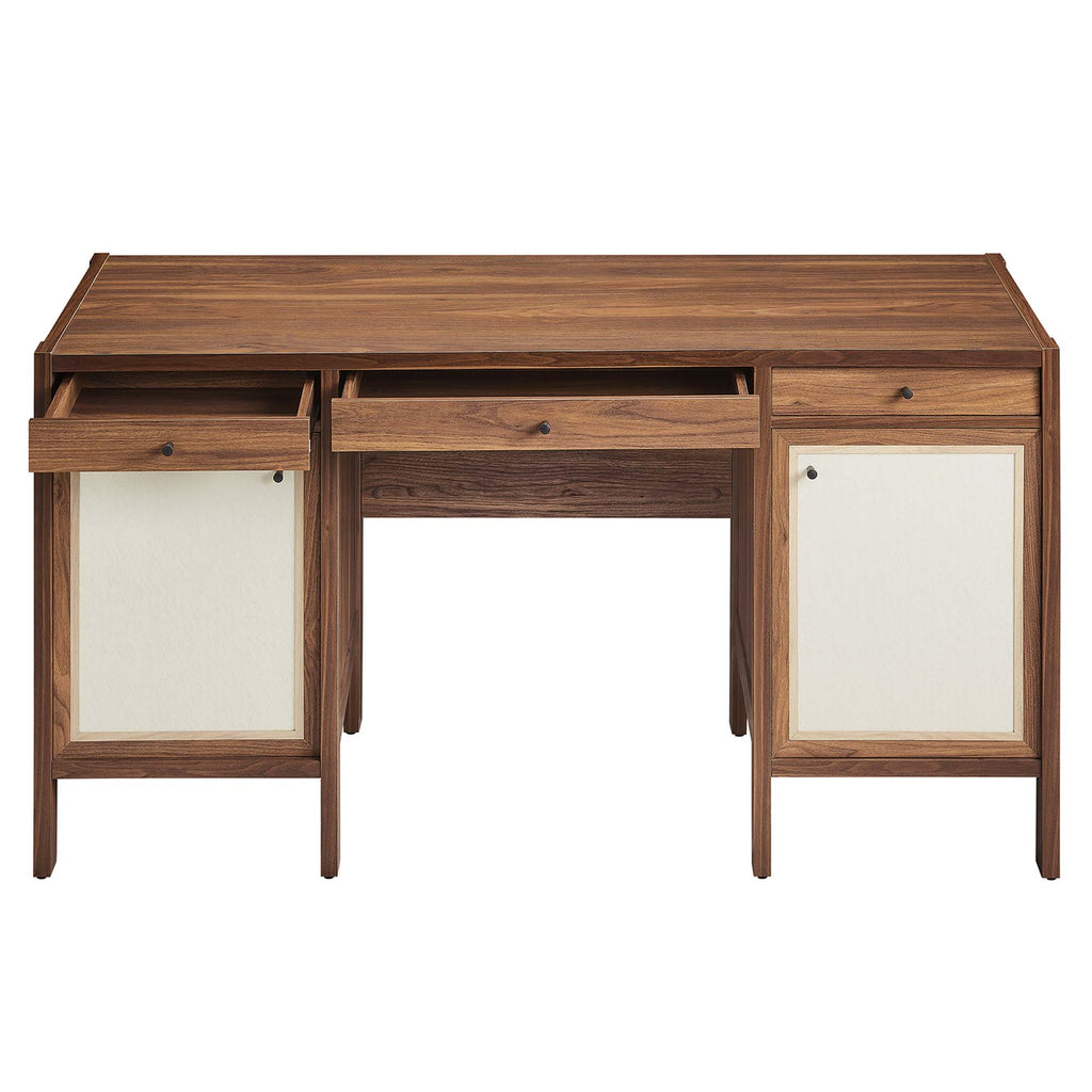 Capri 58" Wood Grain Office Desk - Walnut