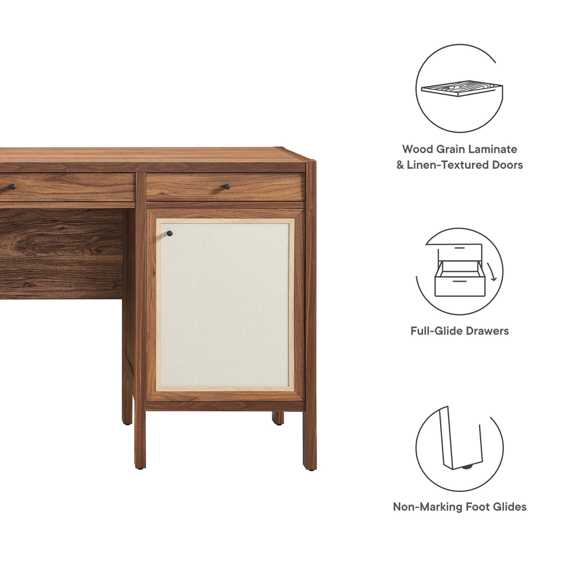 Capri 58" Wood Grain Office Desk - Walnut