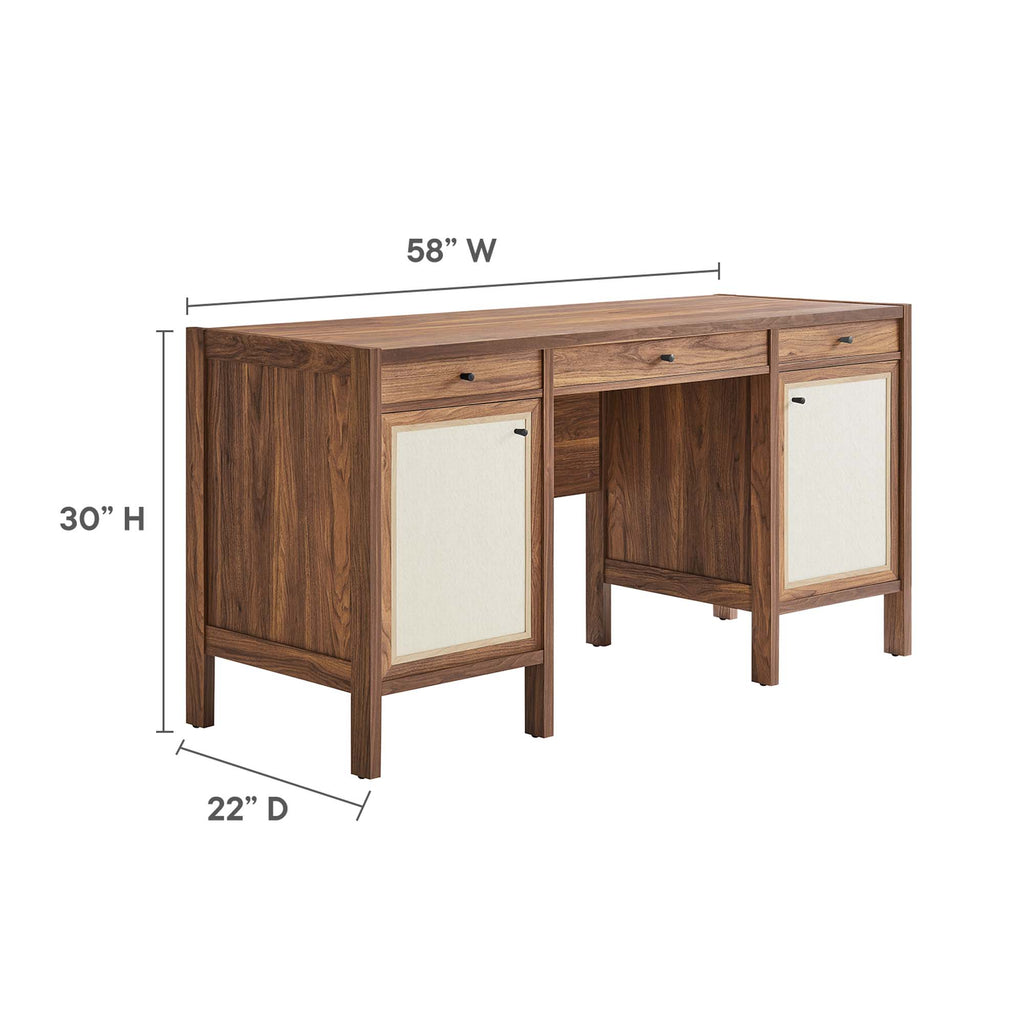 Capri 58" Wood Grain Office Desk - Walnut