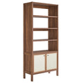Capri 4-Shelf Wood Grain Bookcase - Walnut