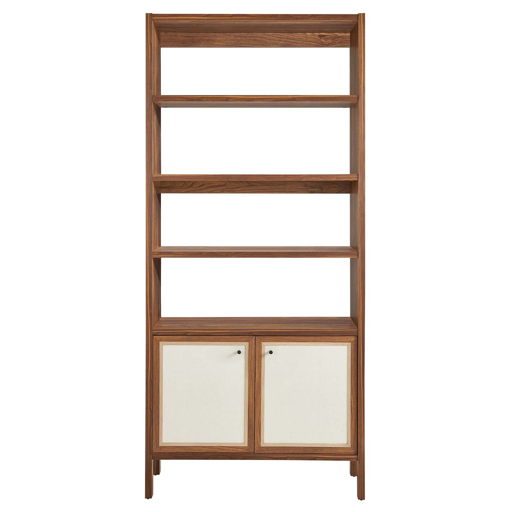 Capri 4-Shelf Wood Grain Bookcase - Walnut