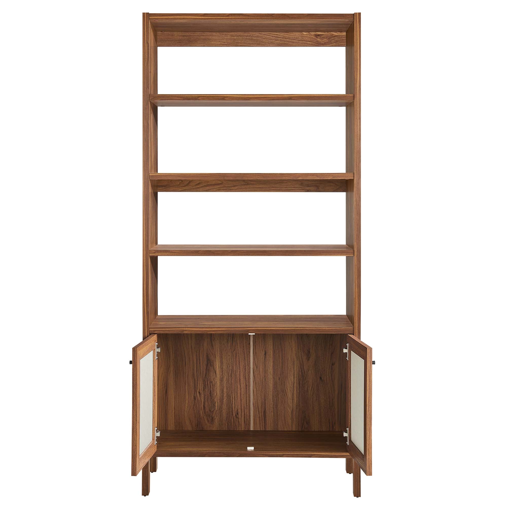 Capri 4-Shelf Wood Grain Bookcase - Walnut