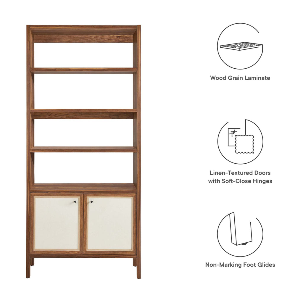 Capri 4-Shelf Wood Grain Bookcase - Walnut