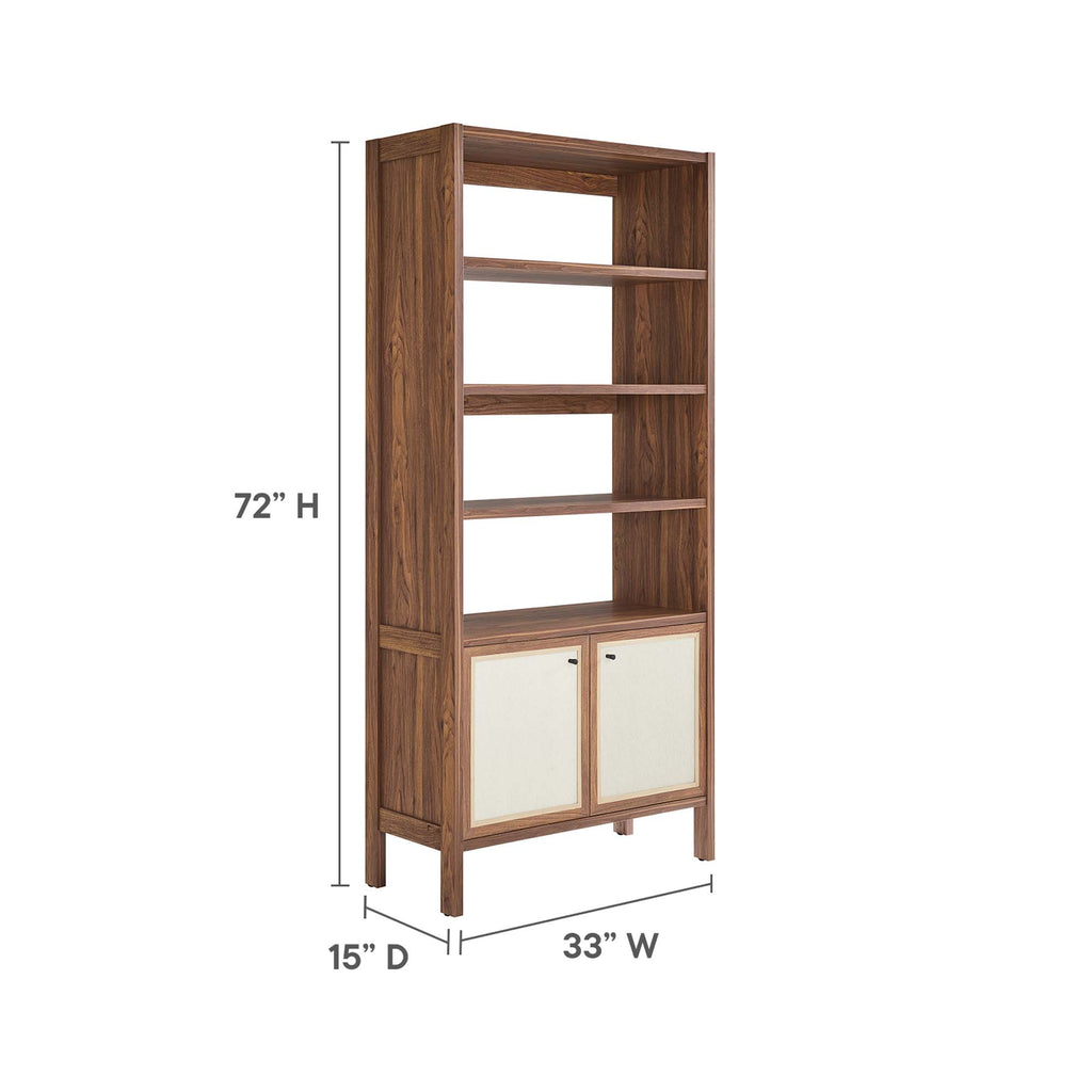 Capri 4-Shelf Wood Grain Bookcase - Walnut