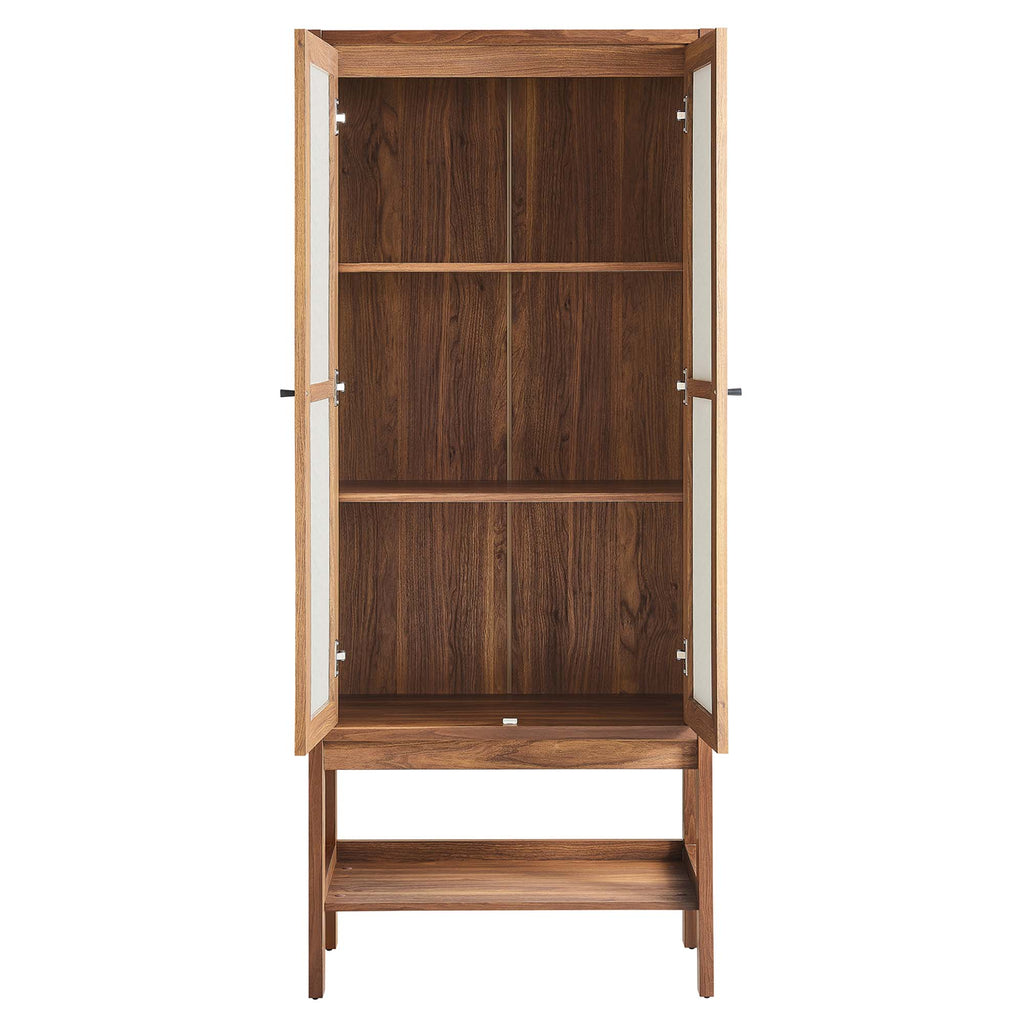 Capri Tall Wood Grain Standing Storage Cabinet - Walnut