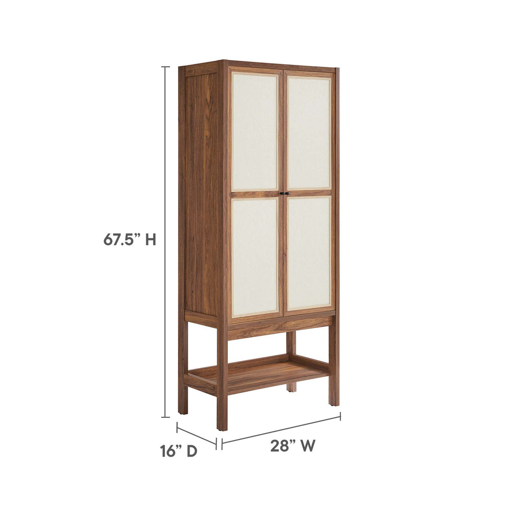 Capri Tall Wood Grain Standing Storage Cabinet - Walnut