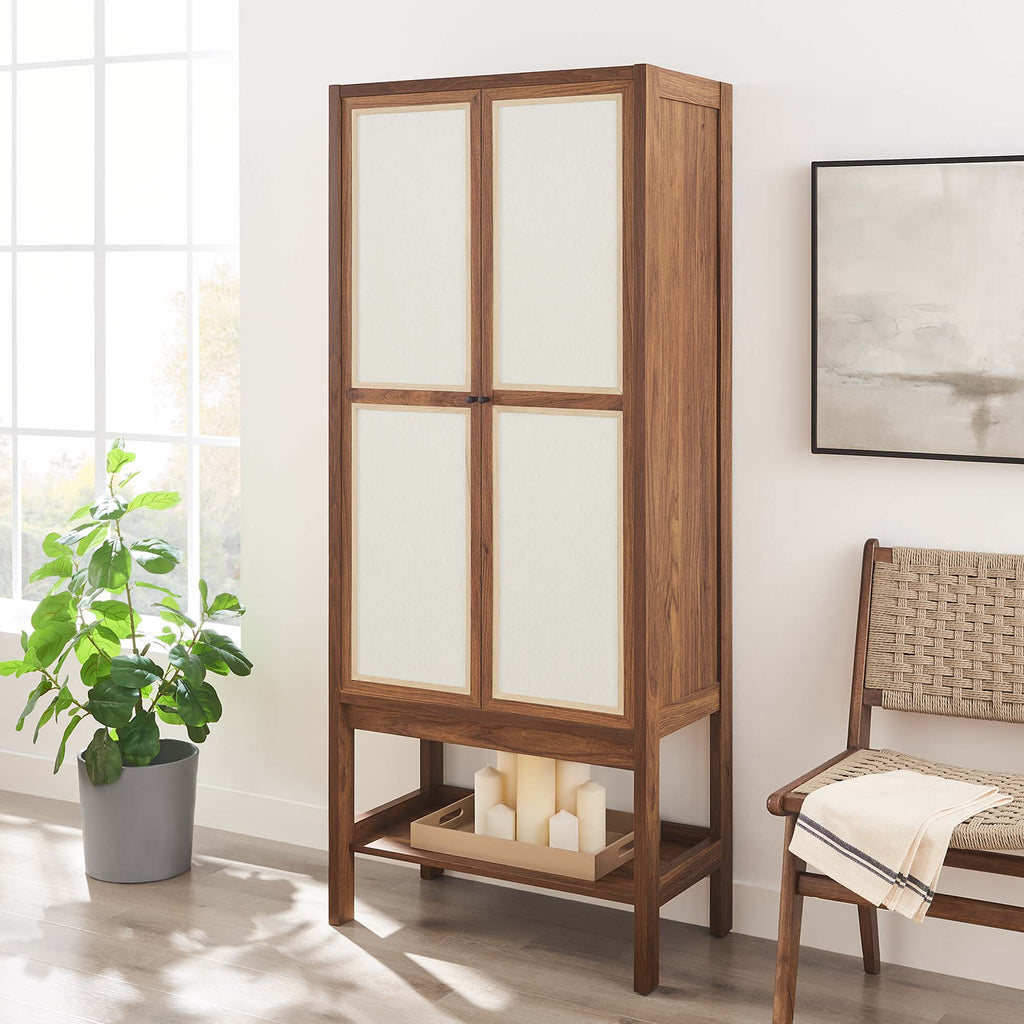 Capri Tall Wood Grain Standing Storage Cabinet - Walnut