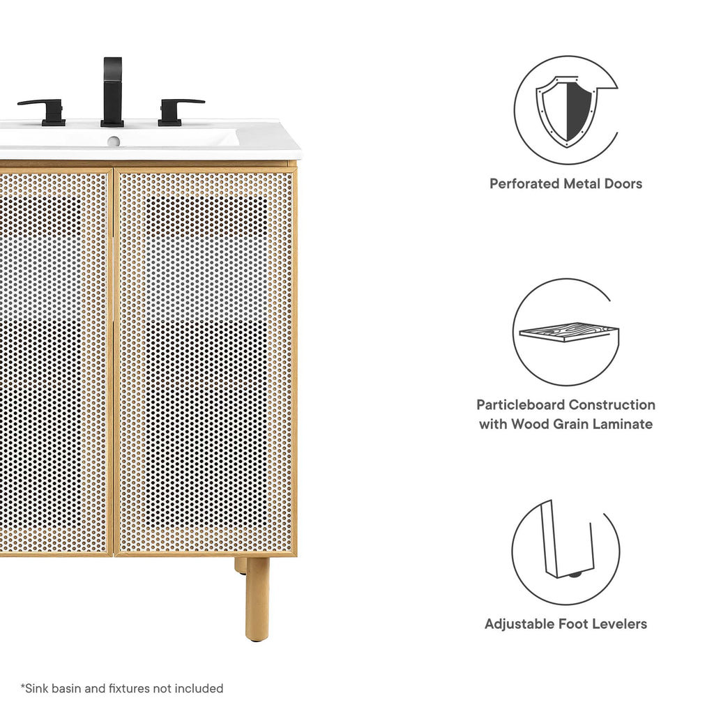 Calla 24" Perforated Metal Bathroom Vanity Cabinet (Sink Basin Not Included) - Oak