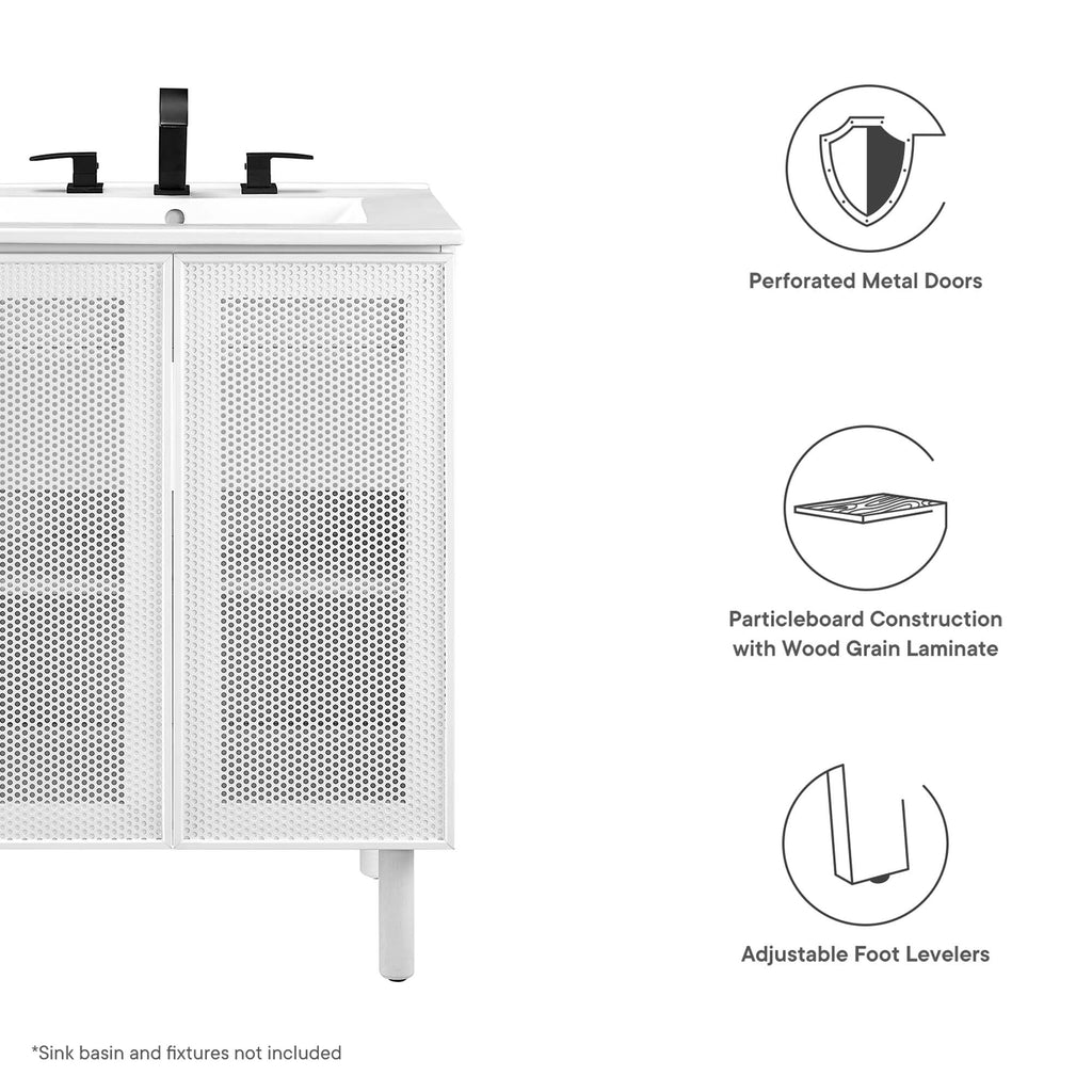 Calla 24" Perforated Metal Bathroom Vanity Cabinet (Sink Basin Not Included) - White