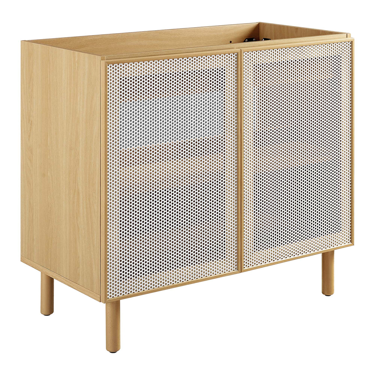 Calla 36" Perforated Metal Bathroom Vanity Cabinet (Sink Basin Not Included) - Oak