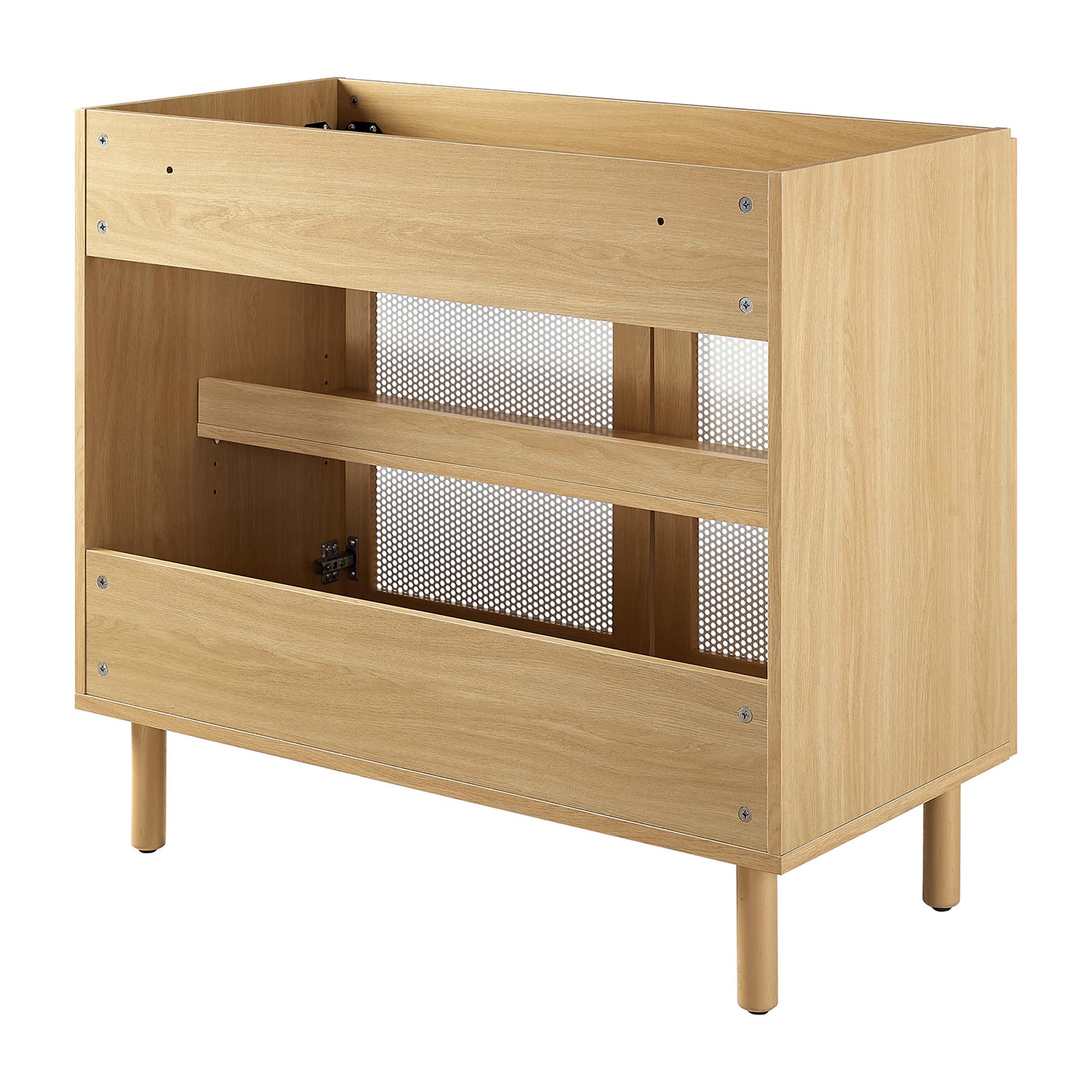 Calla 36" Perforated Metal Bathroom Vanity Cabinet (Sink Basin Not Included) - Oak