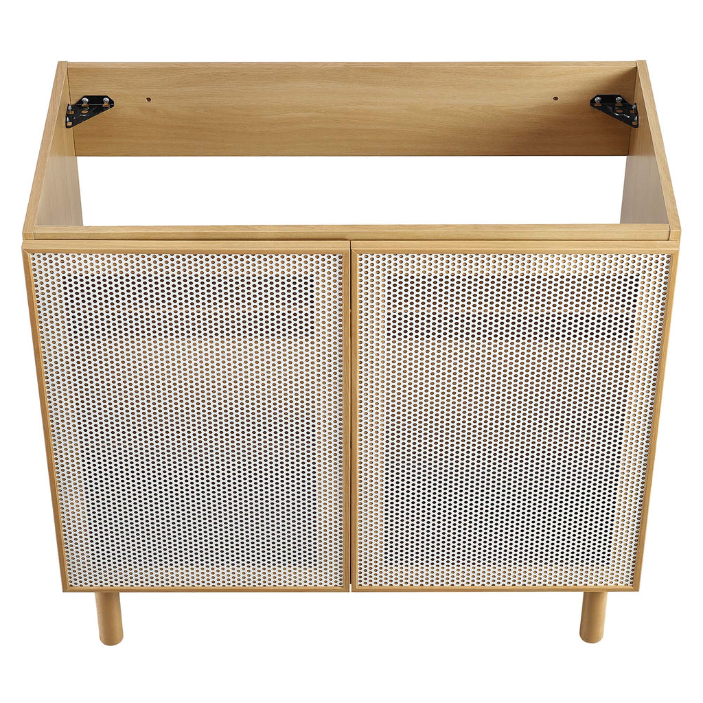 Calla 36" Perforated Metal Bathroom Vanity Cabinet (Sink Basin Not Included) - Oak