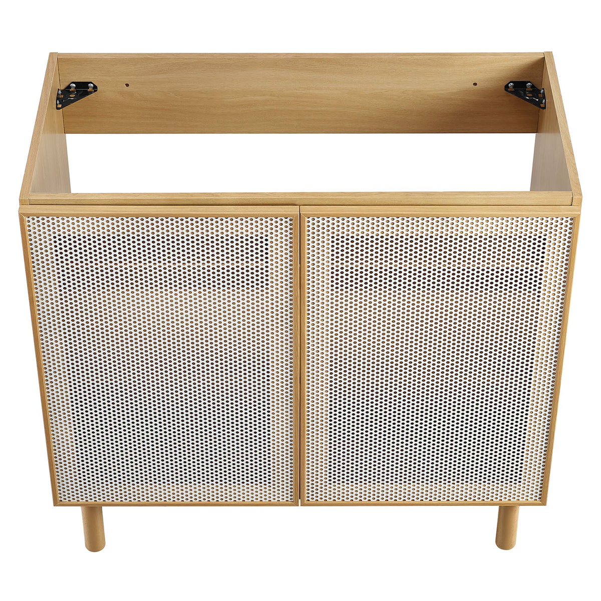 Calla 36" Perforated Metal Bathroom Vanity Cabinet (Sink Basin Not Included) - Oak
