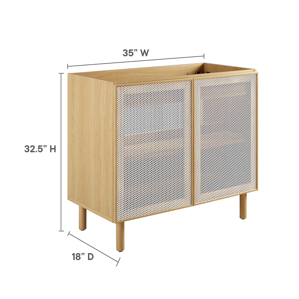 Calla 36" Perforated Metal Bathroom Vanity Cabinet (Sink Basin Not Included) - Oak