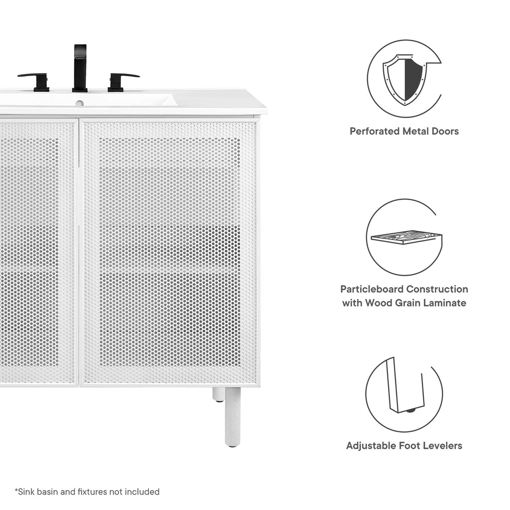 Calla 36" Perforated Metal Bathroom Vanity Cabinet (Sink Basin Not Included) - White