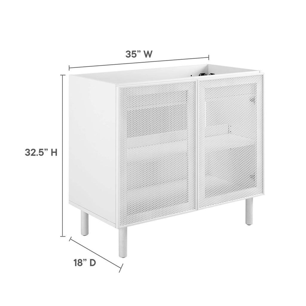 Calla 36" Perforated Metal Bathroom Vanity Cabinet (Sink Basin Not Included) - White