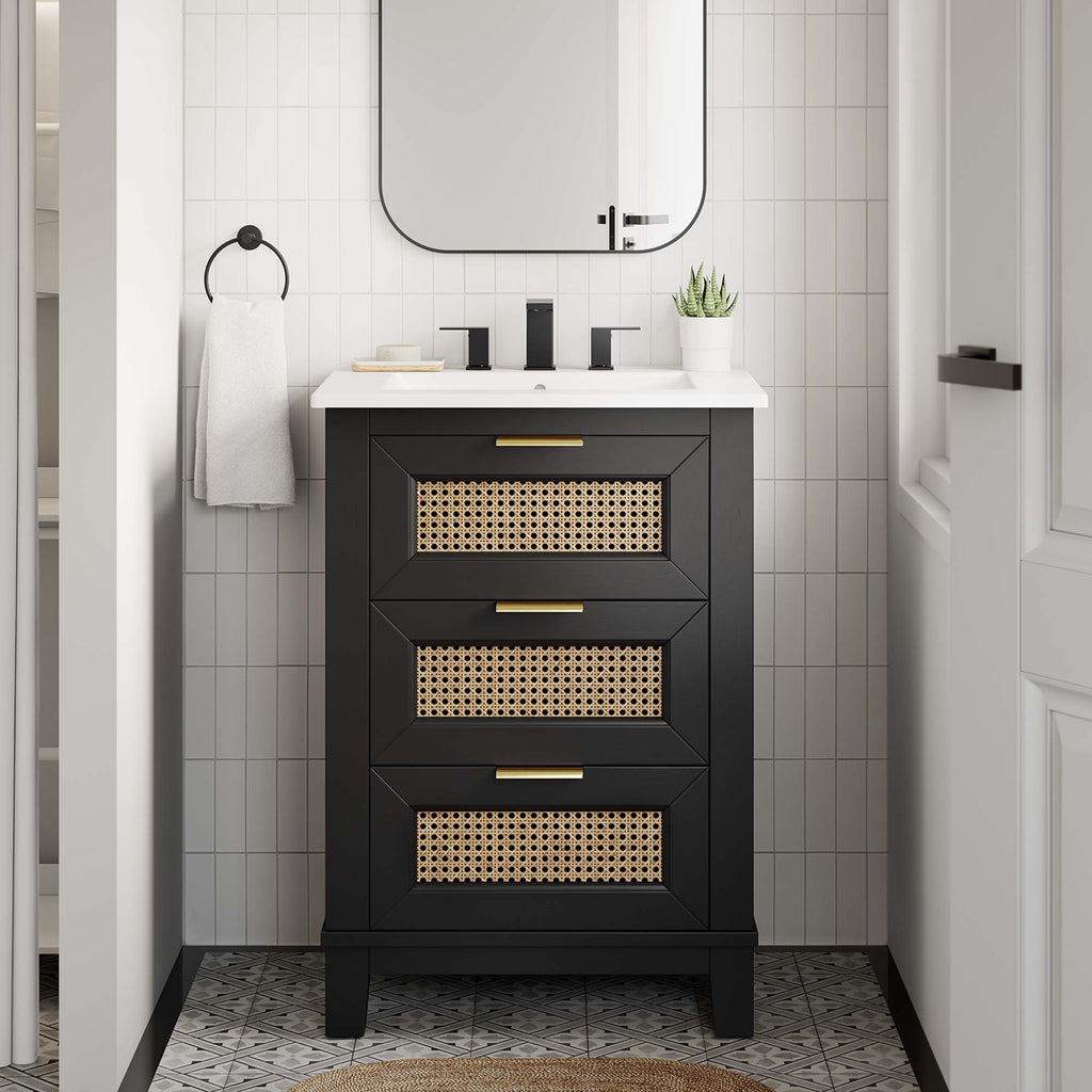 Dixie 24" Solid Wood Bathroom Vanity Cabinet (Sink Basin Not Included) - Black
