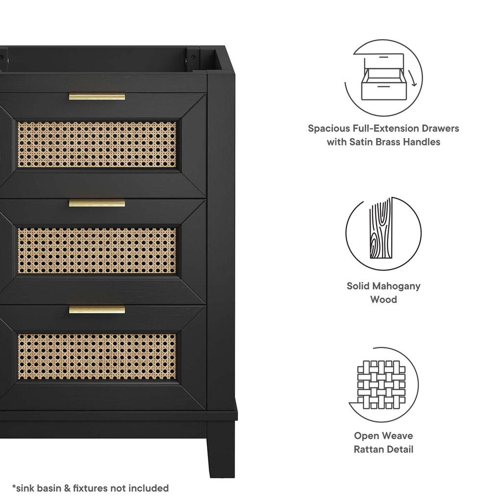 Dixie 24" Solid Wood Bathroom Vanity Cabinet (Sink Basin Not Included) - Black