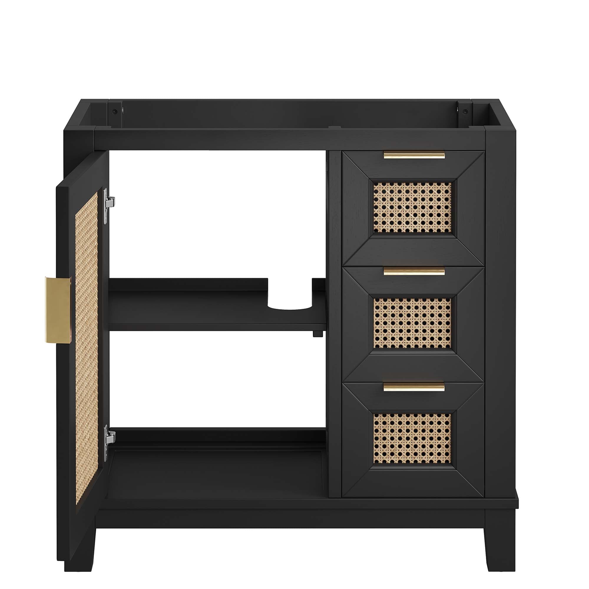 Dixie 36" Solid Wood Bathroom Vanity Cabinet (Sink Basin Not Included) - Black